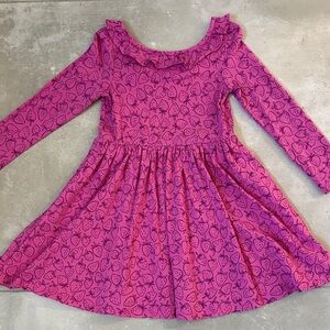 Tea Collection Pink Strawberry-Print Long-Sleeve Twirl Dress